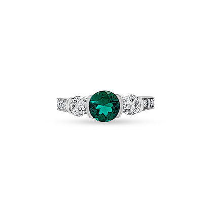 Vrishti - 14K White Gold Diamond and Emerald Ring