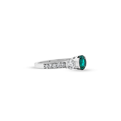 Vrishti - 14K White Gold Diamond and Emerald Ring