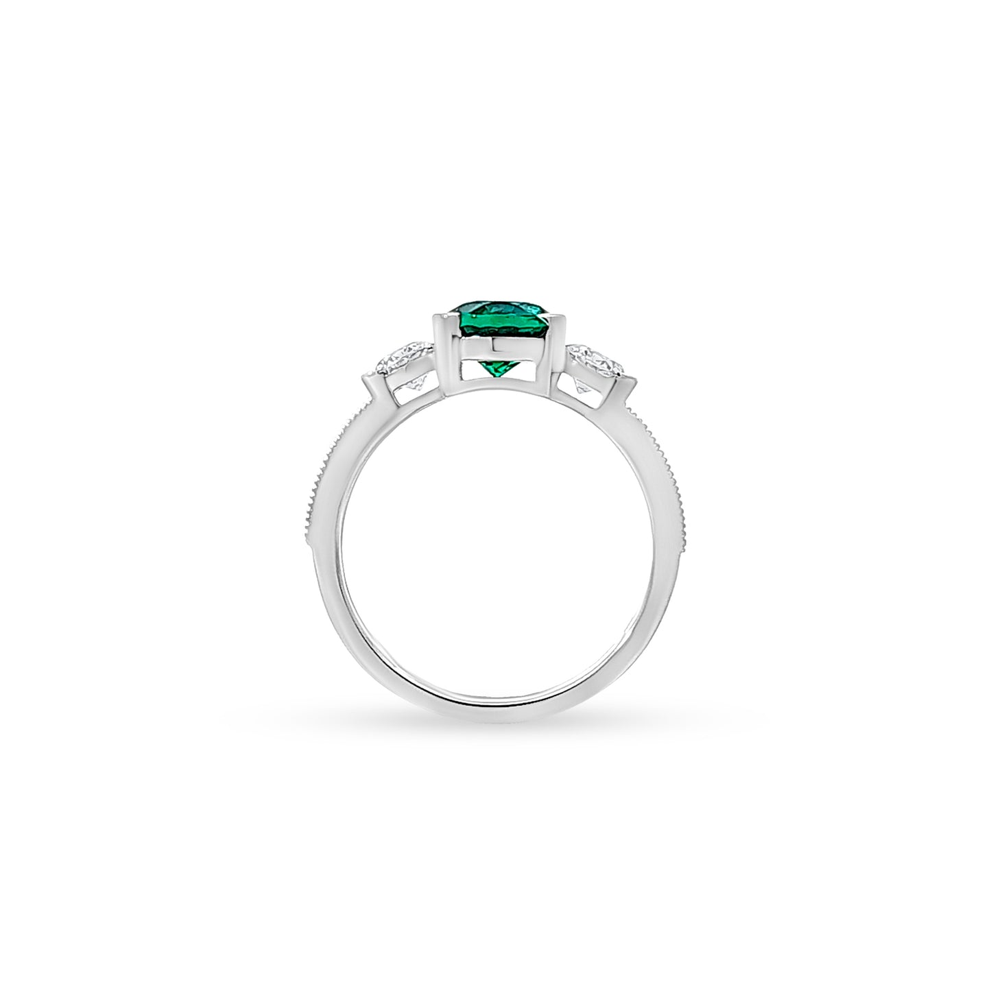 Vrishti - 14K White Gold Diamond and Emerald Ring