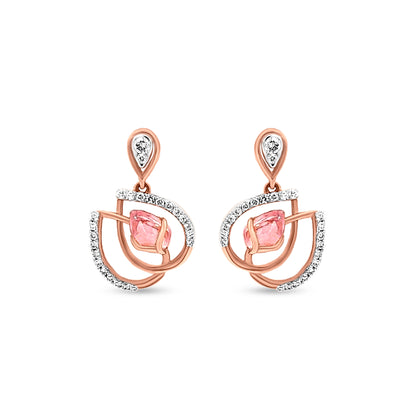 Sanya 18K Rose Gold Lotus Leaf Earrings with Pink Sapphire And Diamonds