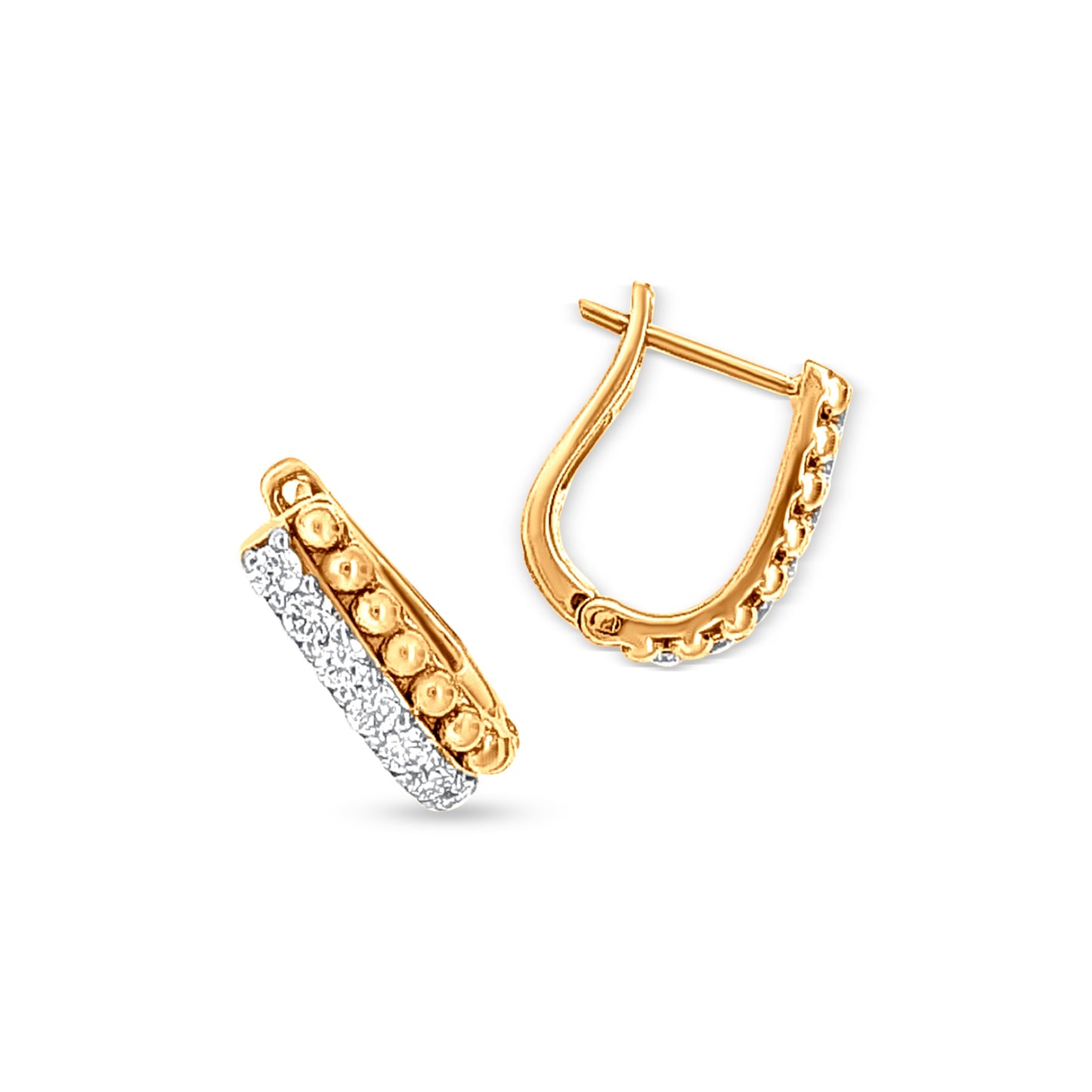 18K Gold Diamond Hoop Earrings