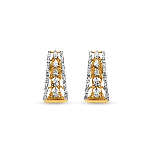 18K Gold Diamond Hoop Earrings