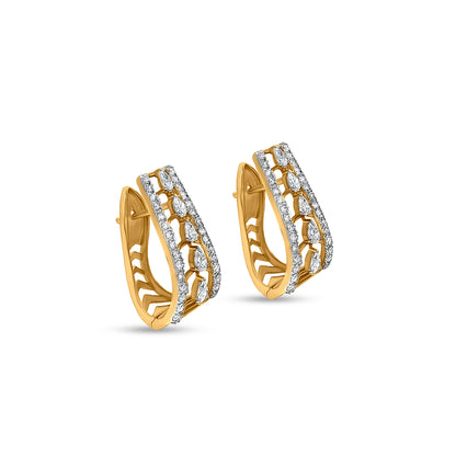 18K Gold Diamond Hoop Earrings