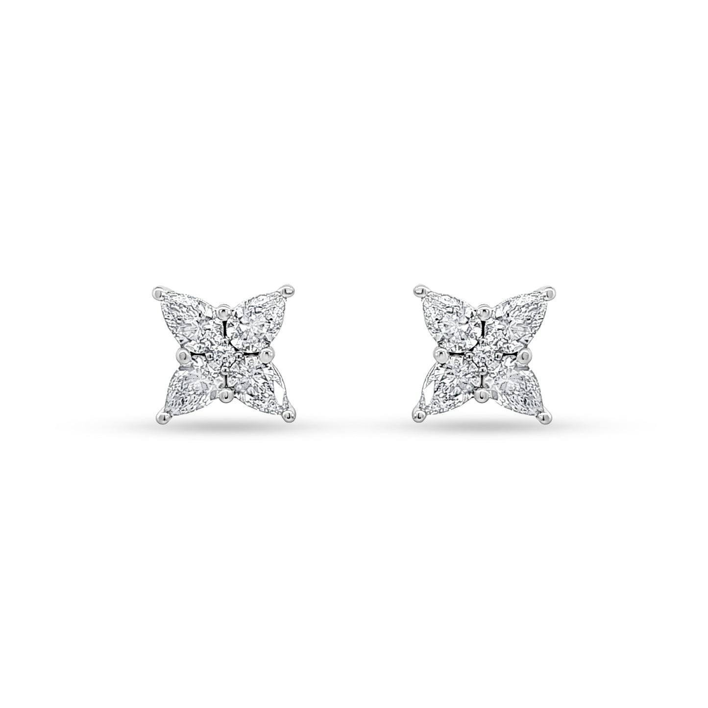 14K White Gold Pear Diamond Star-Shape Tops