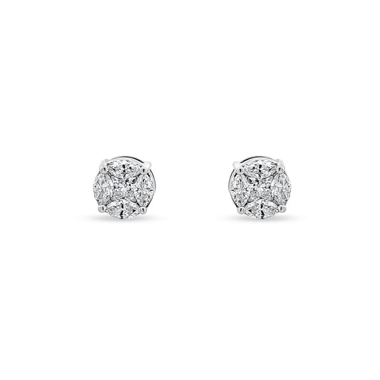 Sushila - 14K White Gold Marquise and Princess Cut Diamond Button Tops