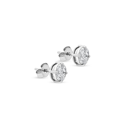 14K White Gold Marquise and Princess Cut Diamond Button Tops