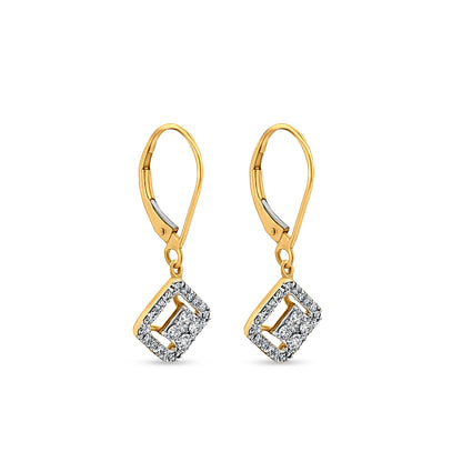 18K Gold Diamond Hanging Hoop Earring