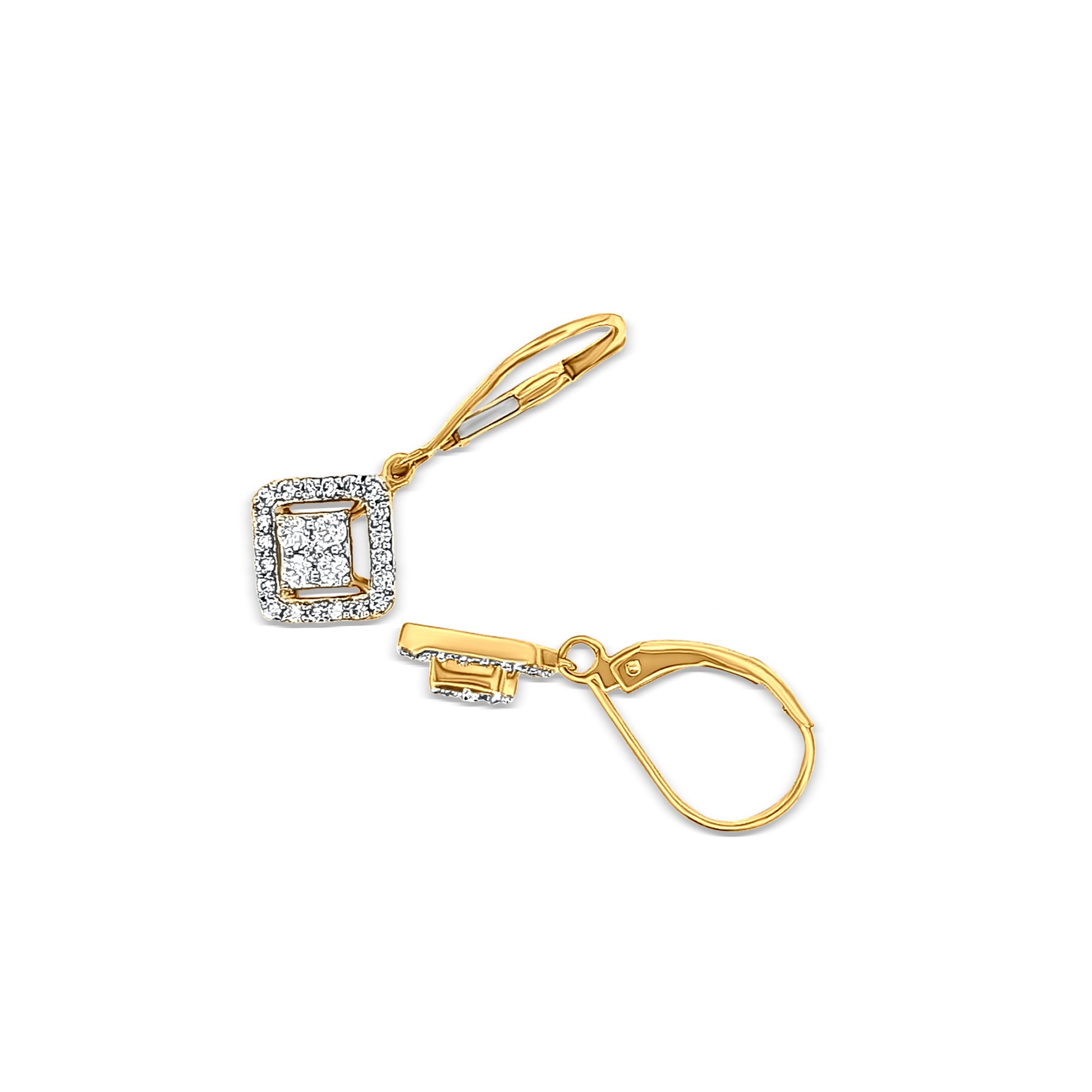 18K Gold Diamond Hanging Hoop Earring