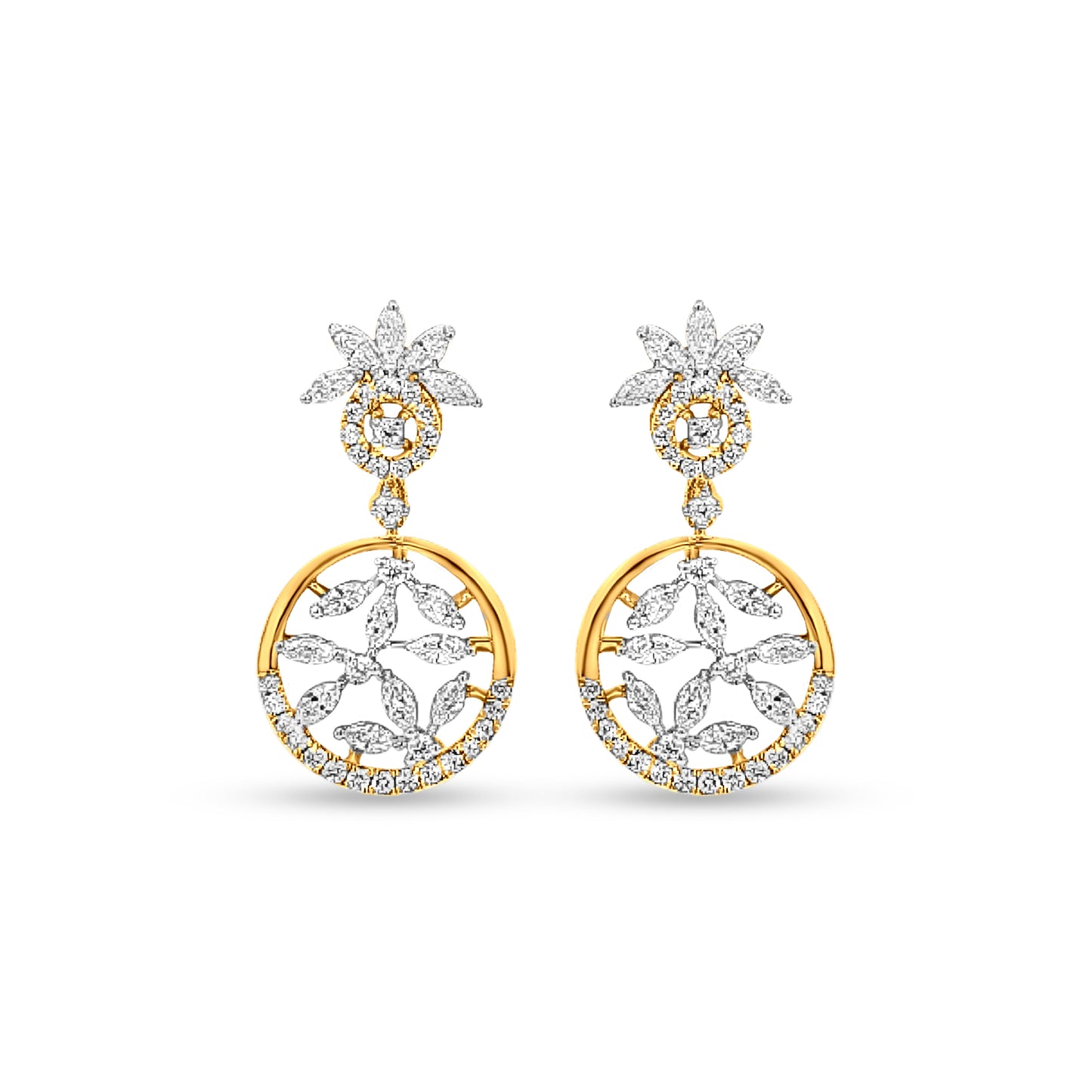 18K Gold Diamond Drop Earrings