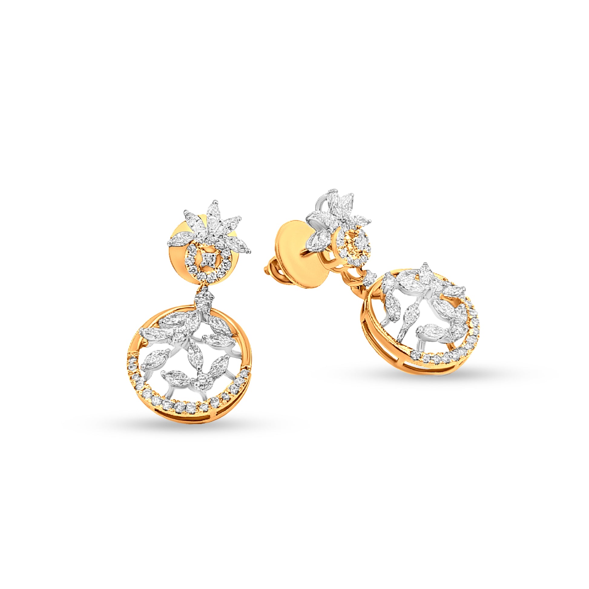 18K Gold Diamond Drop Earrings