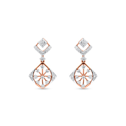 18K Rose Gold Diamond Dangle Earrings