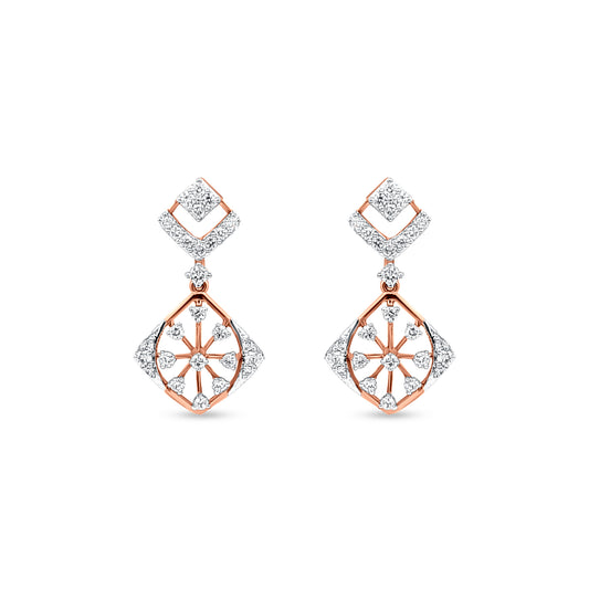 18K Rose Gold Diamond Dangle Earrings