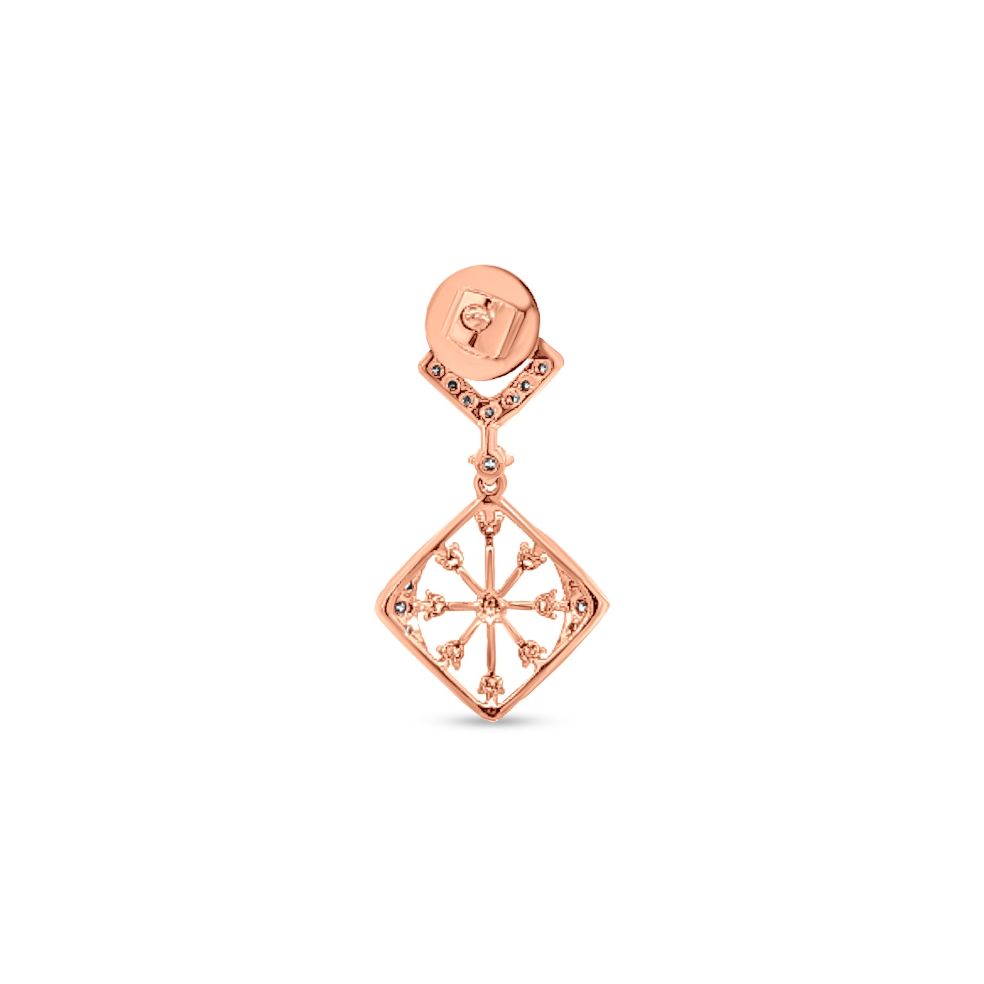 18K Rose Gold Diamond Dangle Earrings