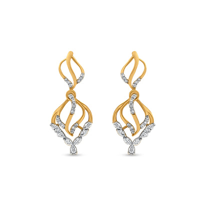 18K Gold Fire Flame Diamond Earrings