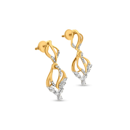 18K Gold Fire Flame Diamond Earrings