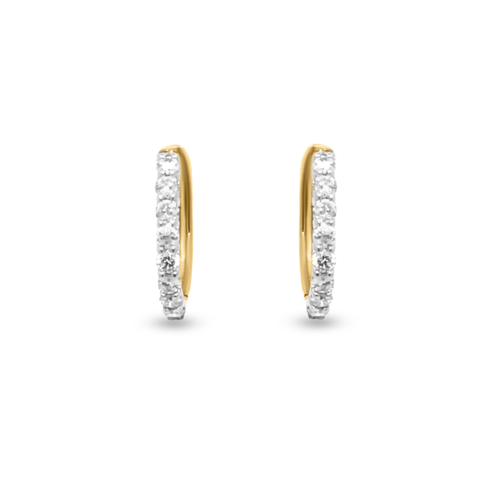 Minimalist 18k Yellow Gold Hoop Diamond Earrings with Classic and Elegant Design