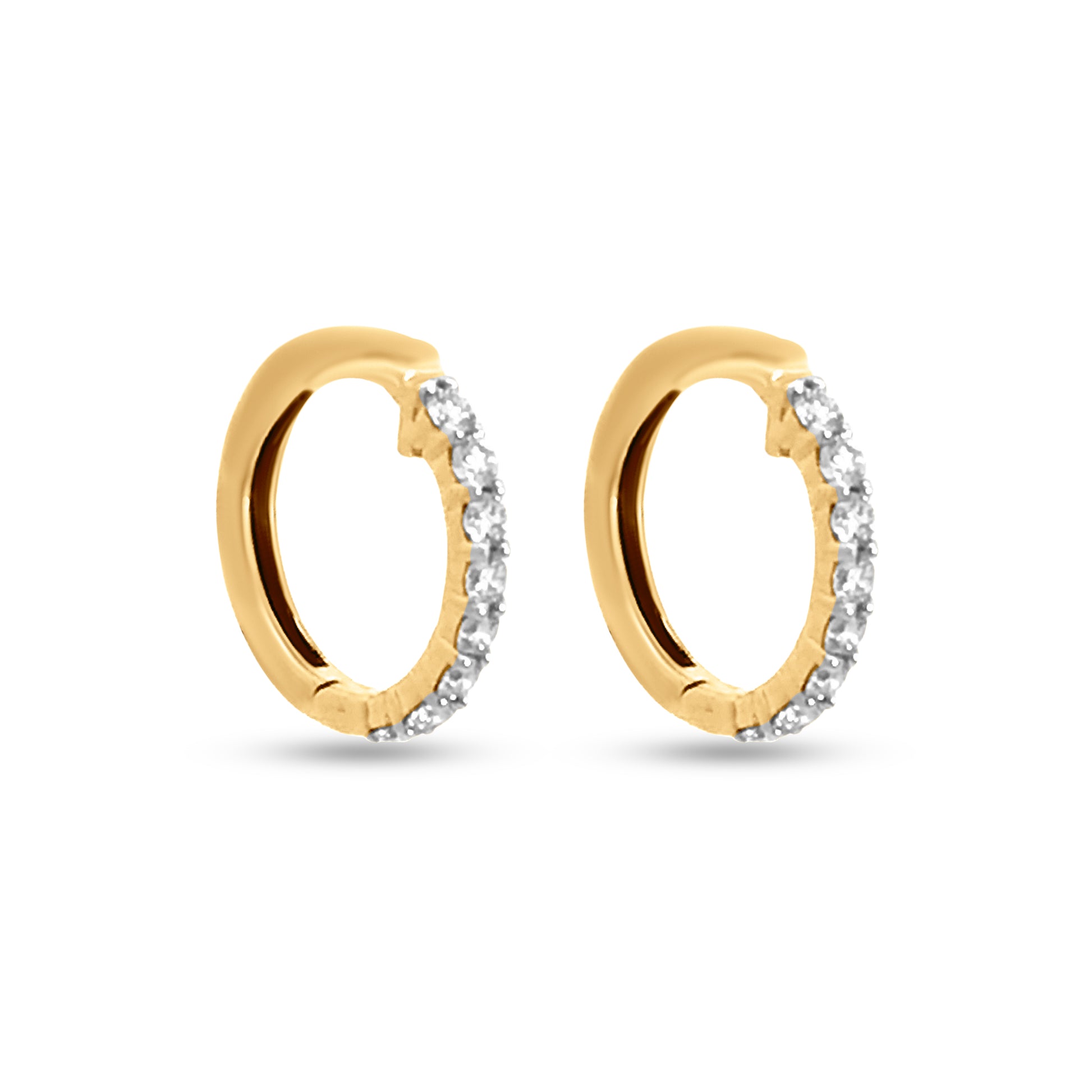 Minimalist 18k Yellow Gold Hoop Diamond Earrings with Classic and Elegant Design