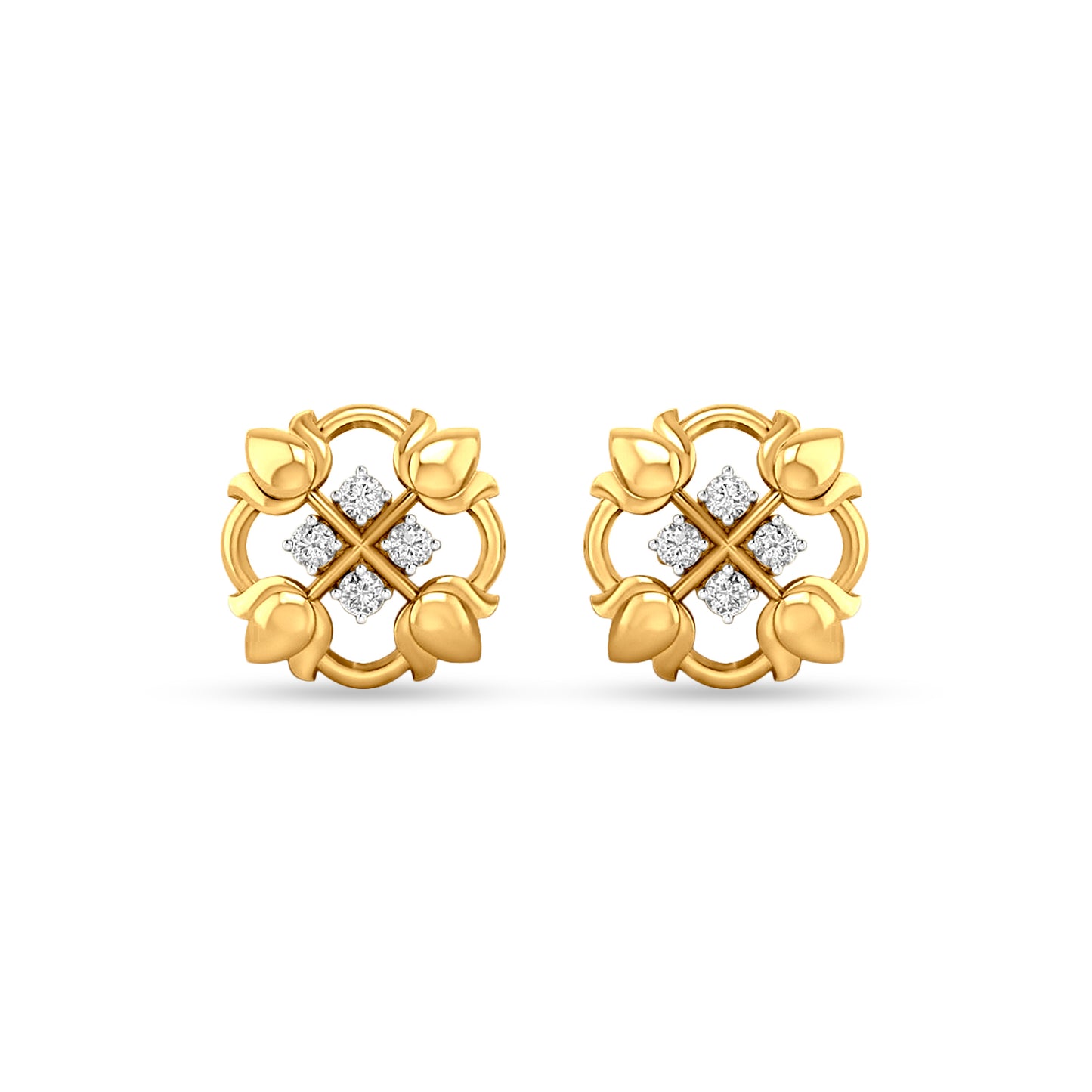 18K Gold Designer Diamond Studs