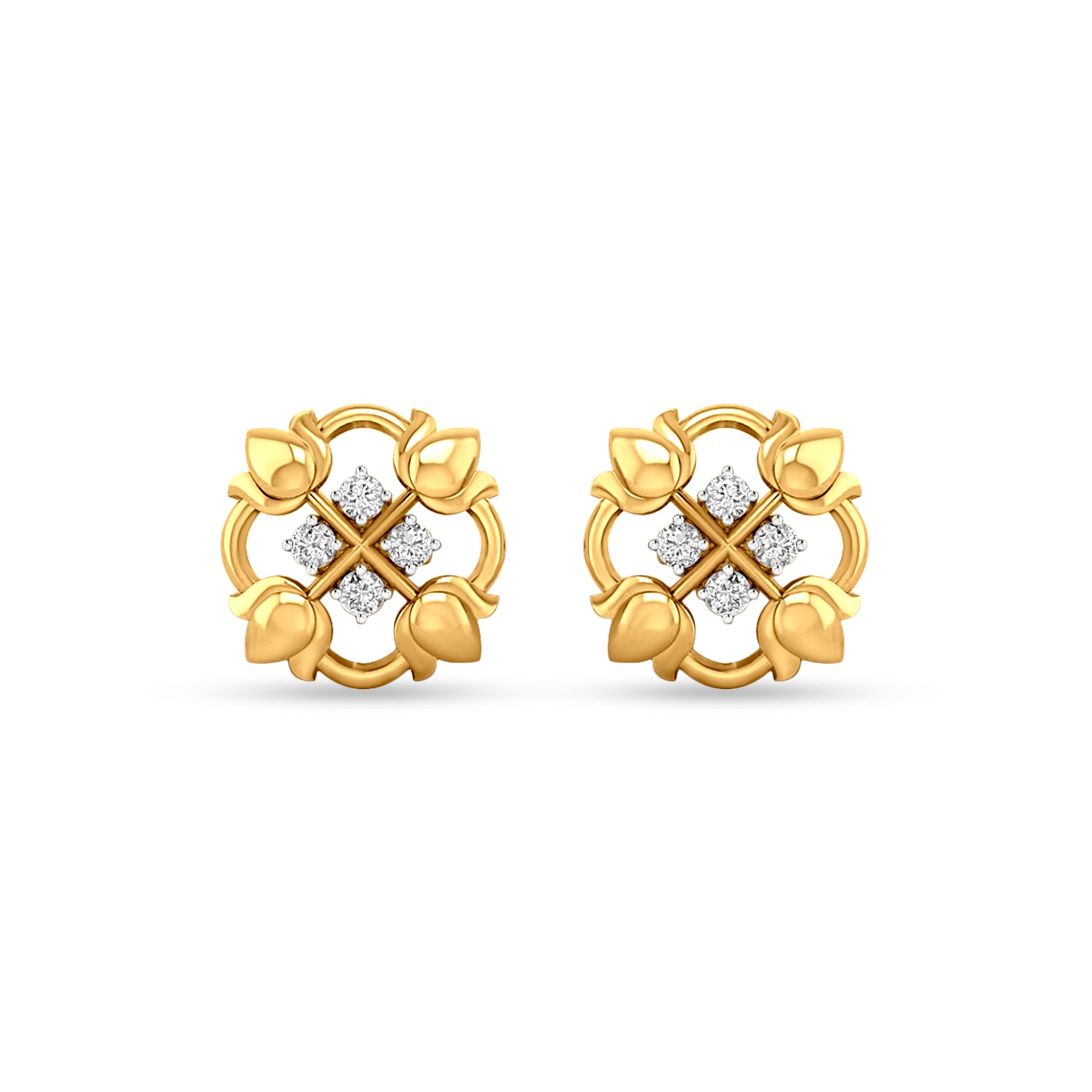 18K Gold Designer Diamond Studs