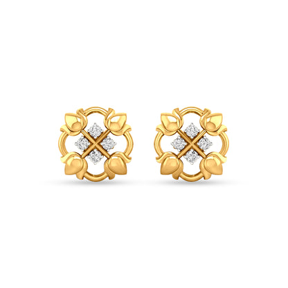 18K Gold Designer Diamond Studs