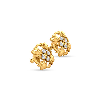 18K Gold Designer Diamond Studs