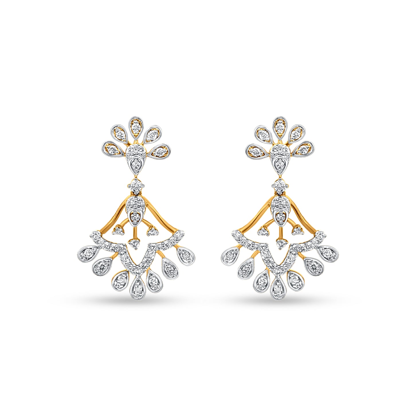 Ratrani 18K Yellow Gold Artistic Diamond Earrings