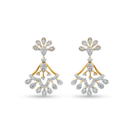 Ratrani 18K Yellow Gold Artistic Diamond Earrings