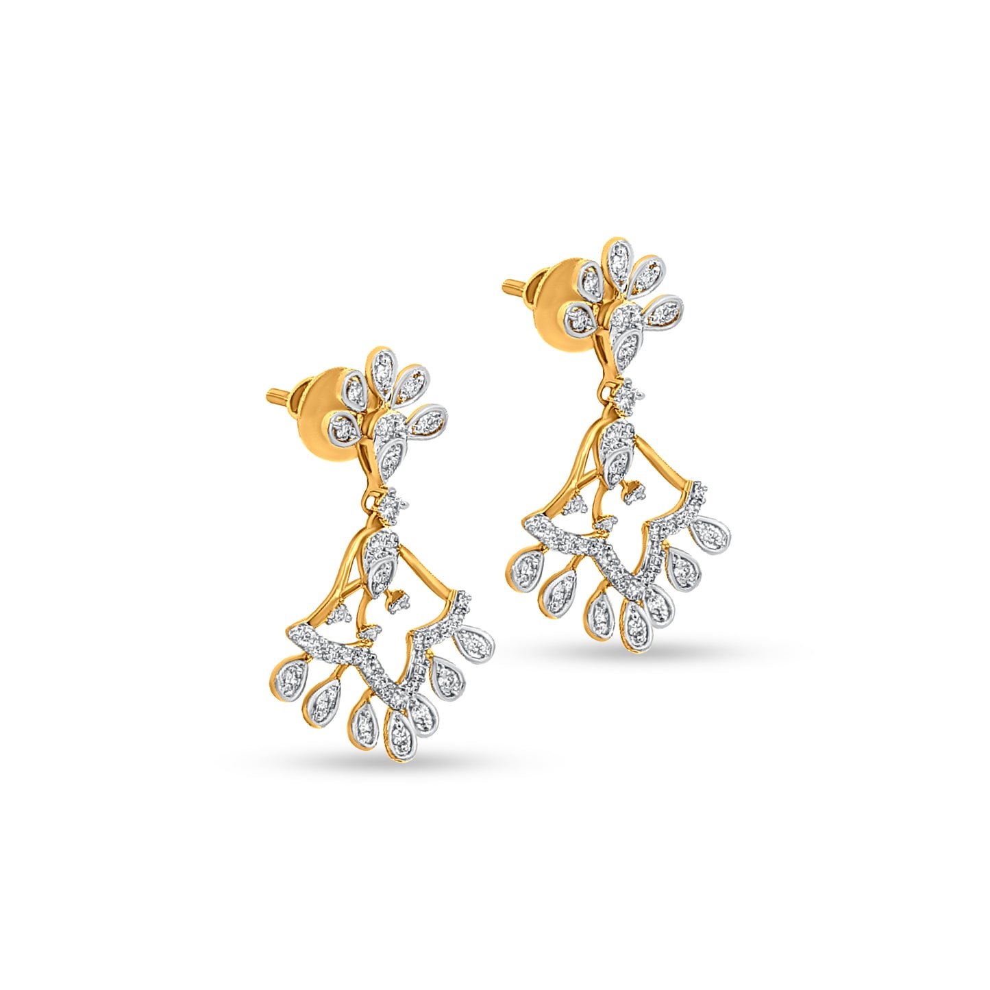 Ratrani 18K Yellow Gold Artistic Diamond Earrings