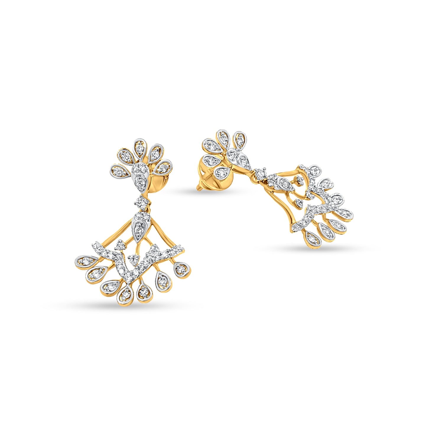 Ratrani 18K Yellow Gold Artistic Diamond Earrings