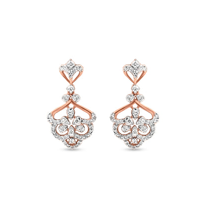 18K Rose Gold Diamond Dangle Earrings