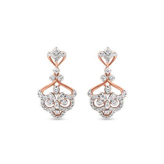 18K Rose Gold Diamond Dangle Earrings