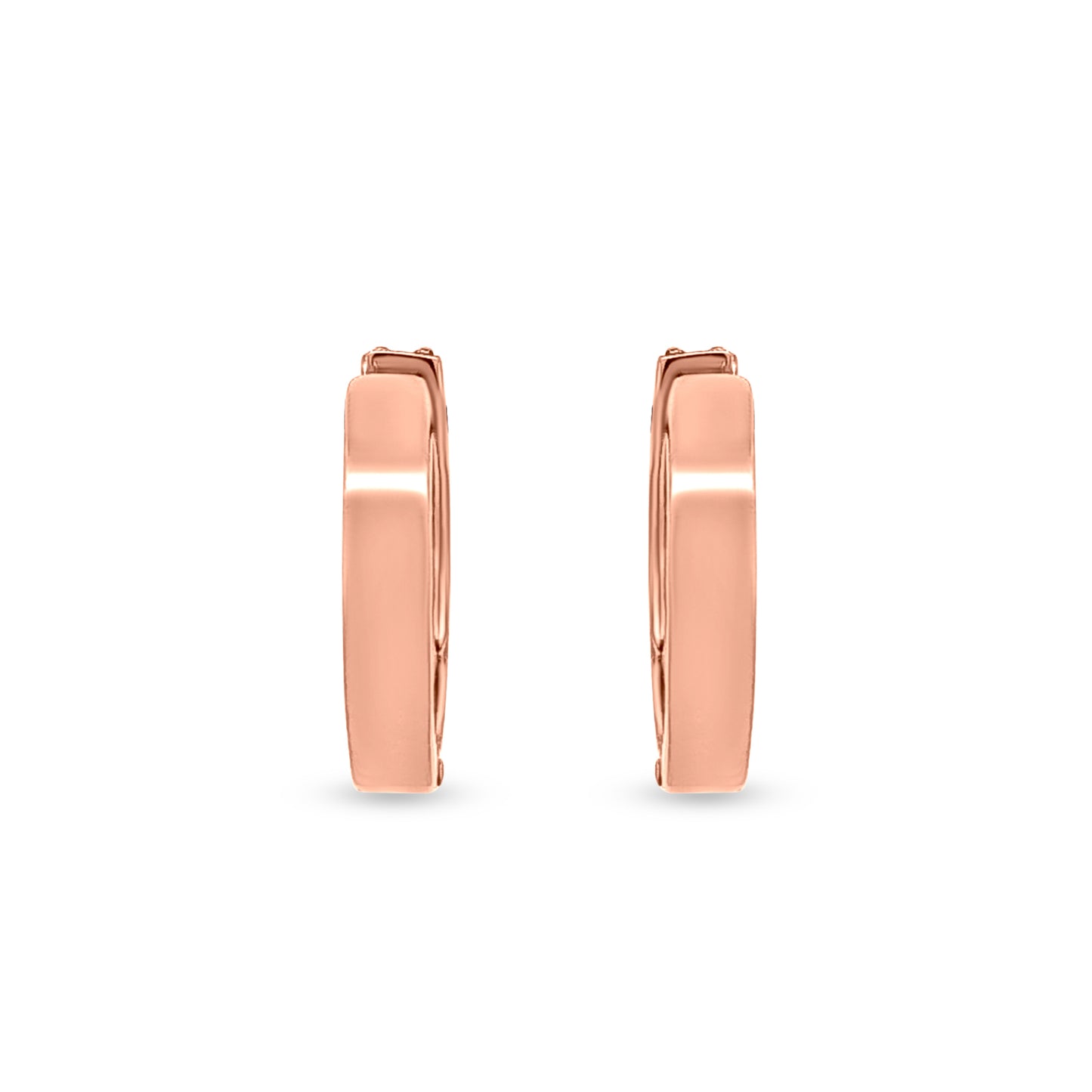 18K Rose Gold Round Diamond Huggie Earrings