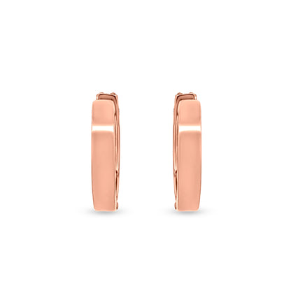 18K Rose Gold Round Diamond Huggie Earrings