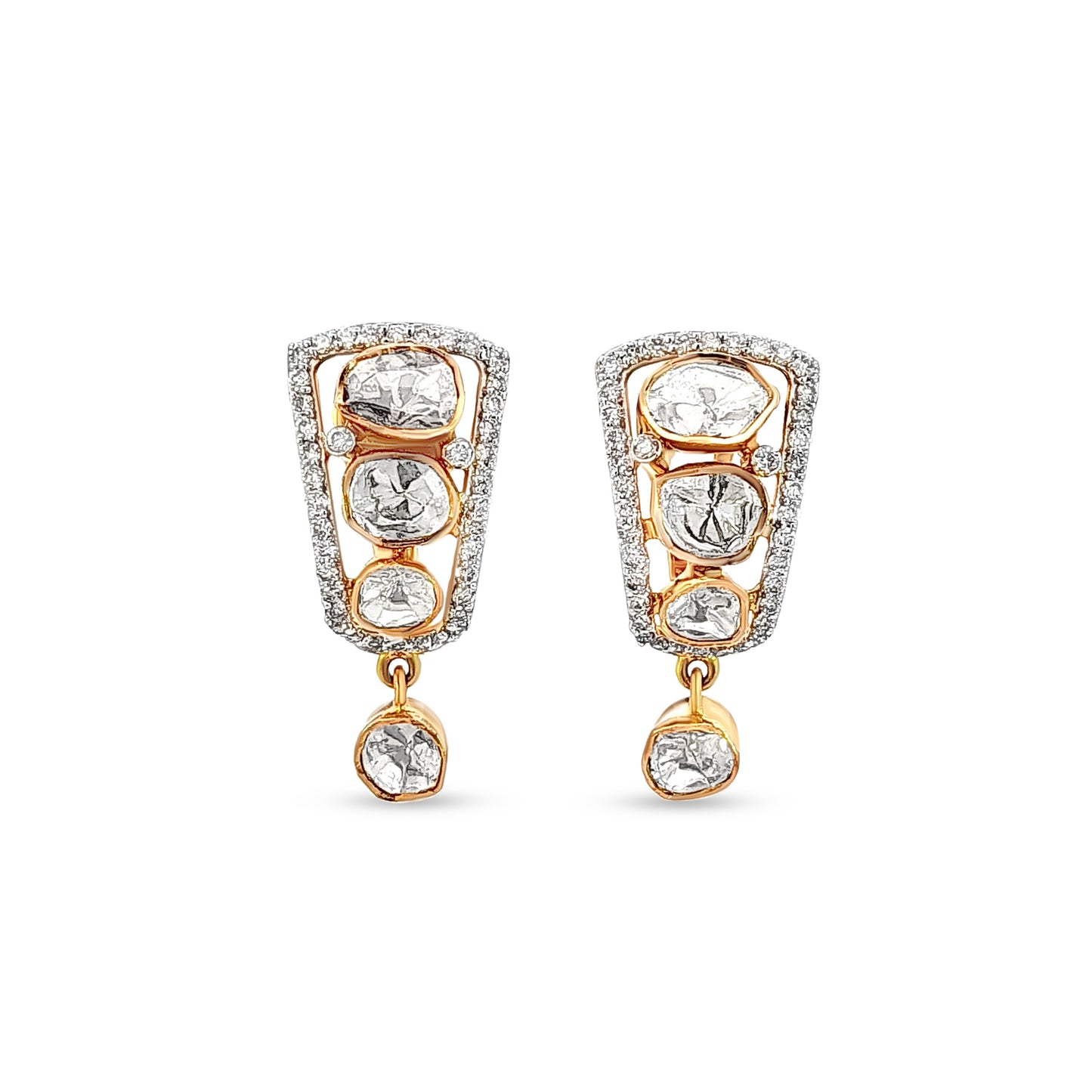 18K Gold Diamond and Polki Earrings