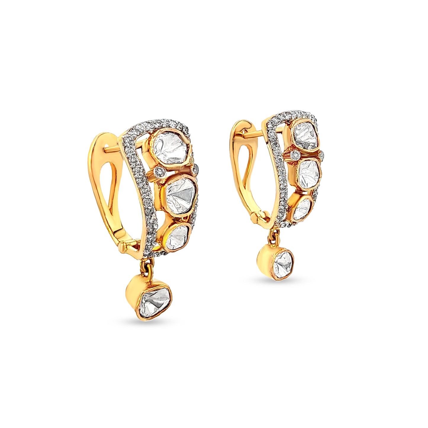 18K Gold Diamond and Polki Earrings