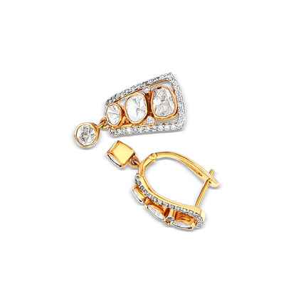 18K Gold Diamond and Polki Earrings