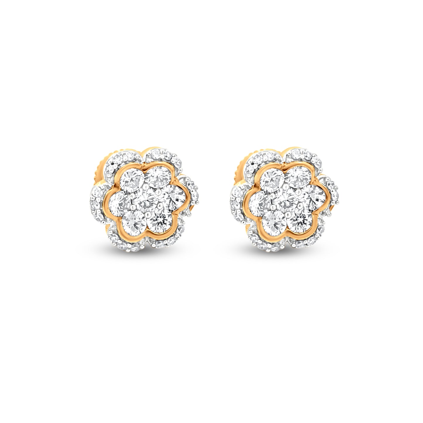 Floral-Inspired Diamond Stud Earrings in 18k Gold