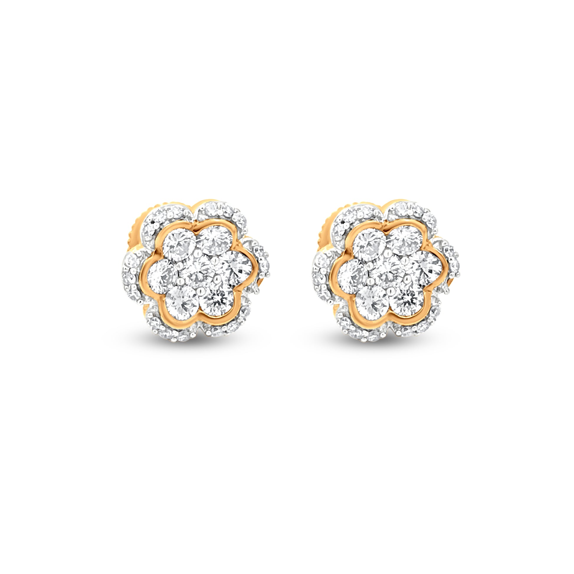 Floral-Inspired Diamond Stud Earrings in 18k Gold