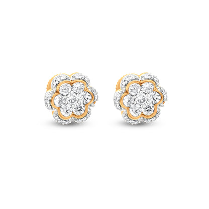 Floral-Inspired Diamond Stud Earrings in 18k Gold