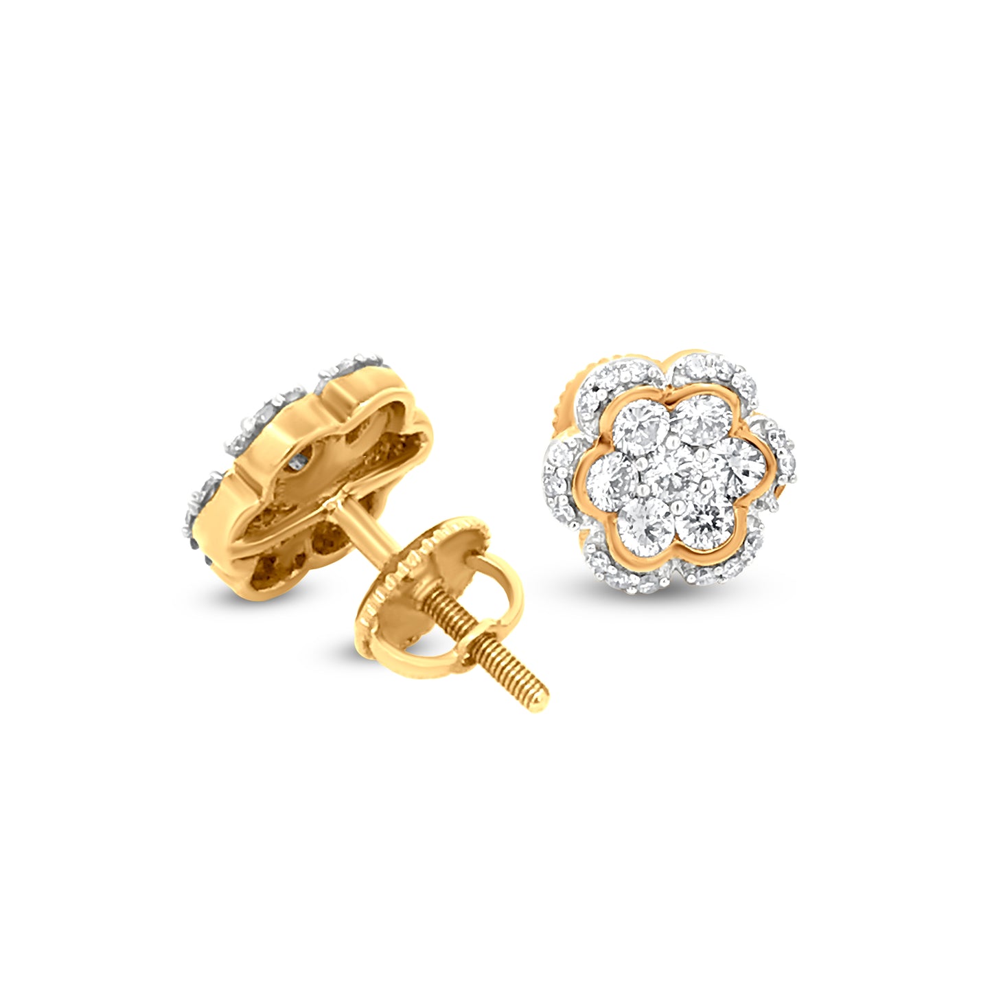 Floral-Inspired Diamond Stud Earrings in 18k Gold