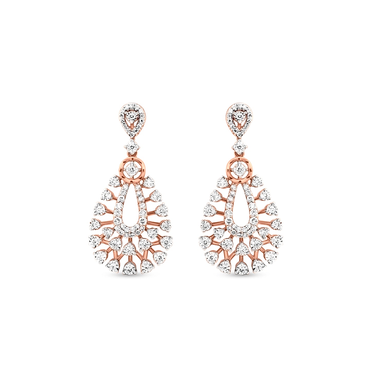 18K Rose Gold Diamond Dangle Earrings