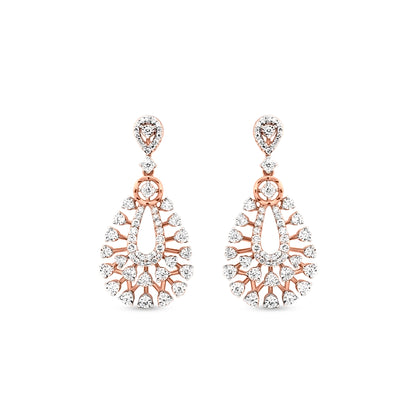 18K Rose Gold Diamond Dangle Earrings