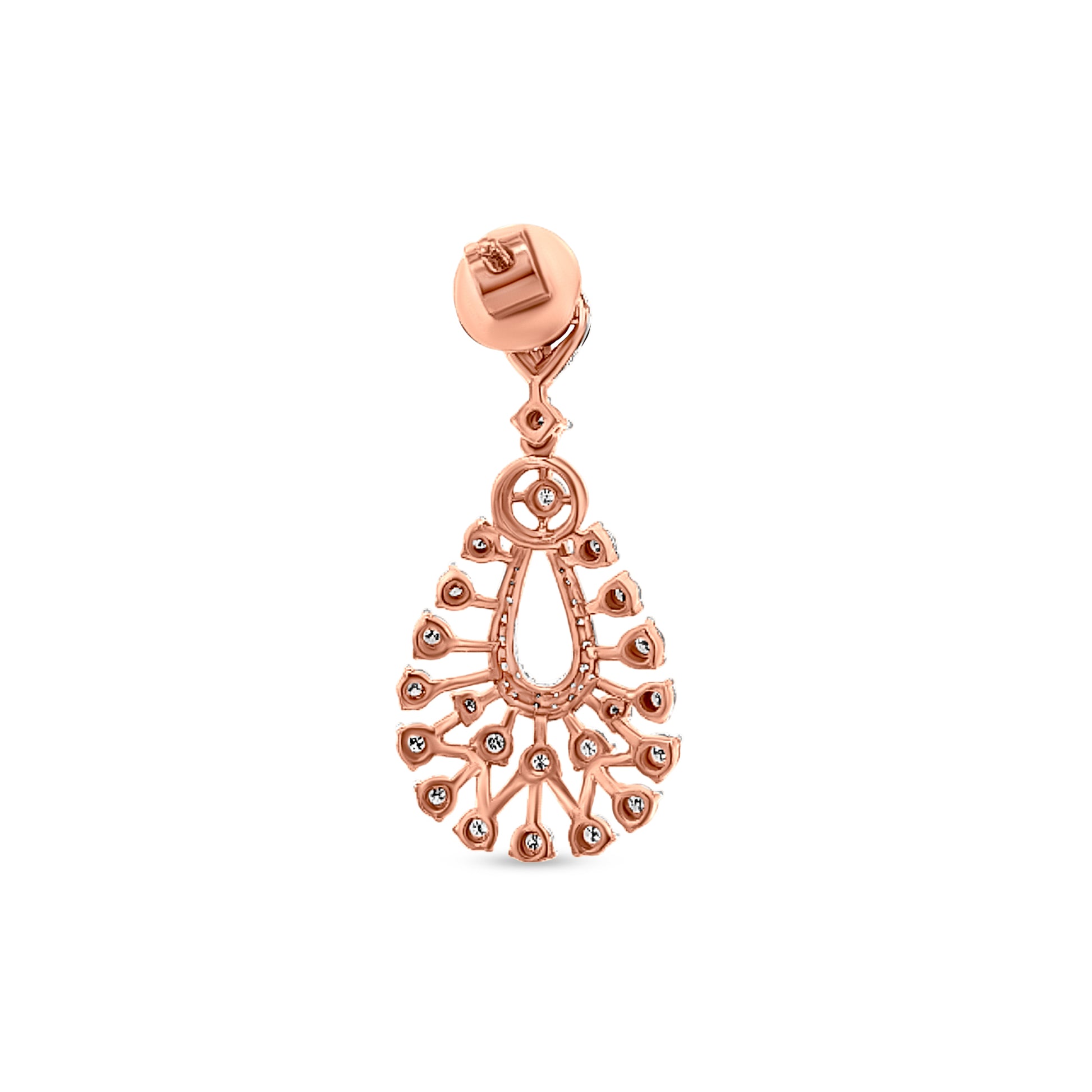 18K Rose Gold Diamond Dangle Earrings