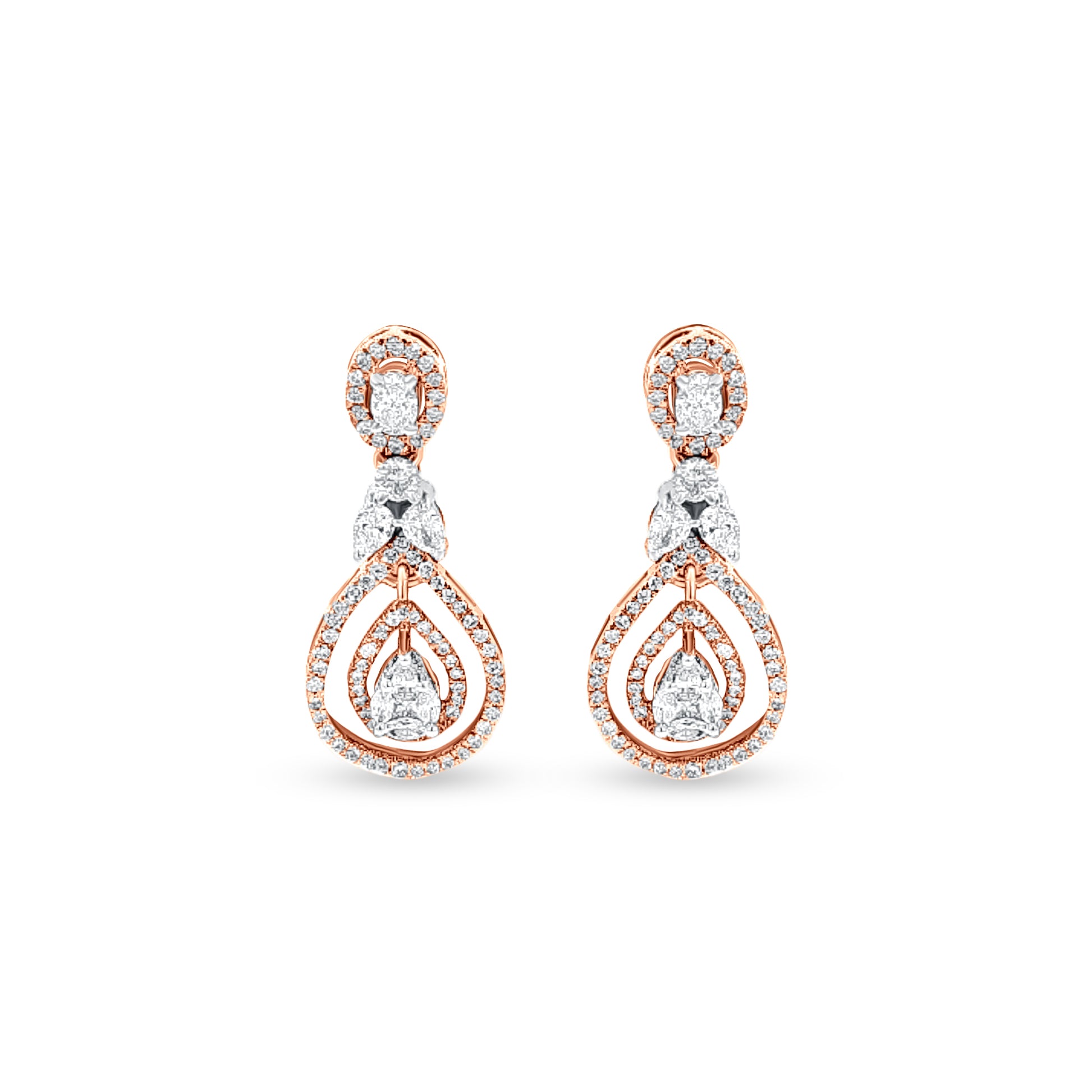 18K Rose Gold Multi-Cut Diamond Earring