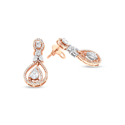 18K Rose Gold Multi-Cut Diamond Earring