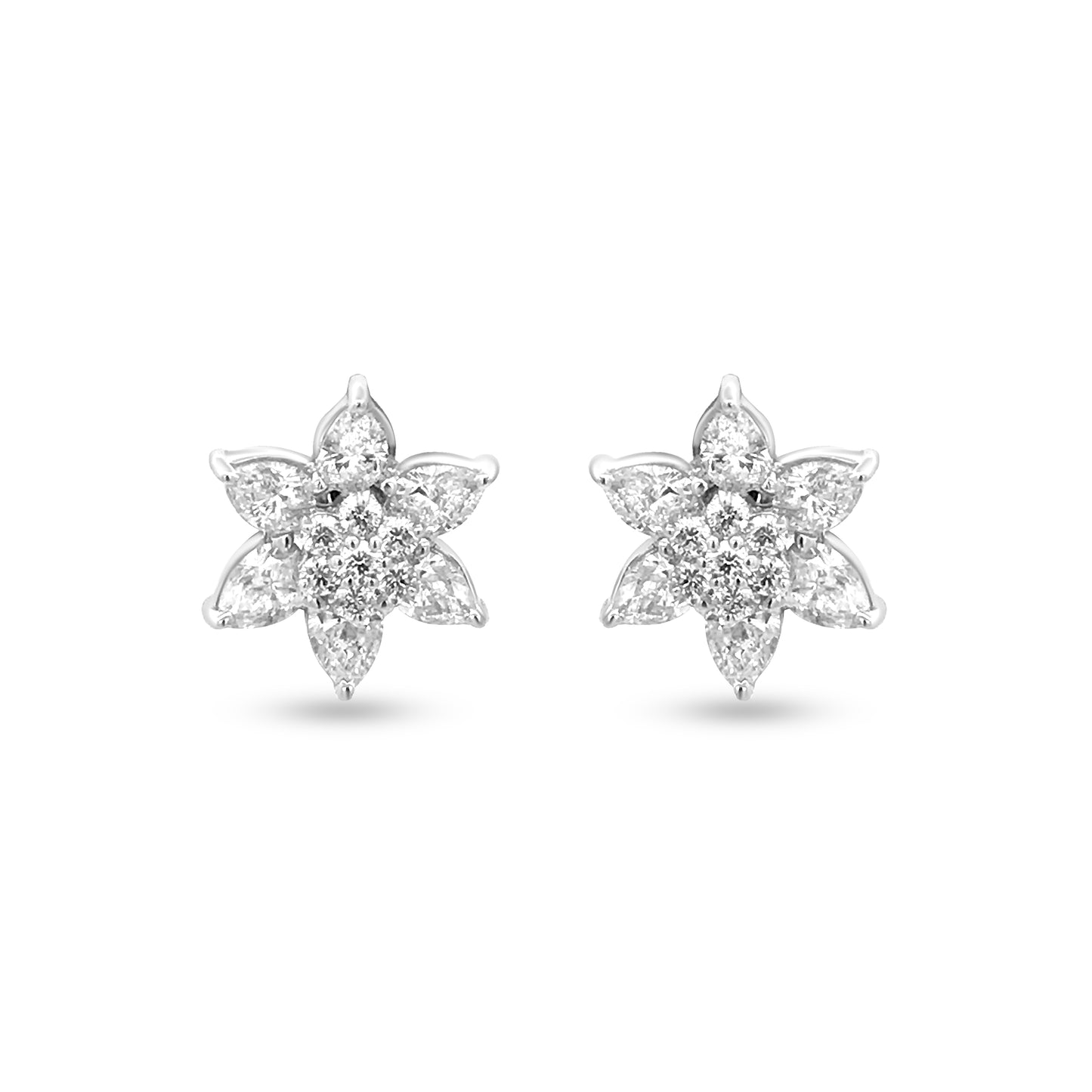 Elegant Daily Wear White Gold Floret Diamond Studs