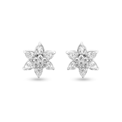 Elegant Daily Wear White Gold Floret Diamond Studs