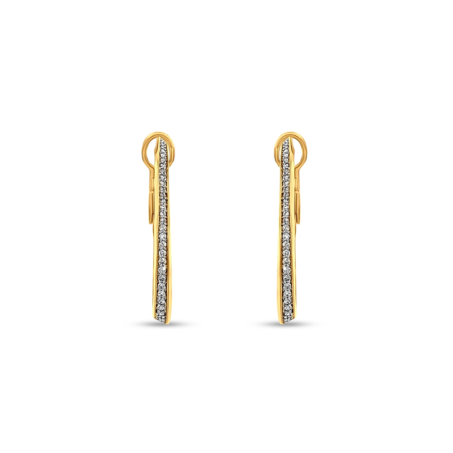 18K Gold Round Diamond Huggie Earrings