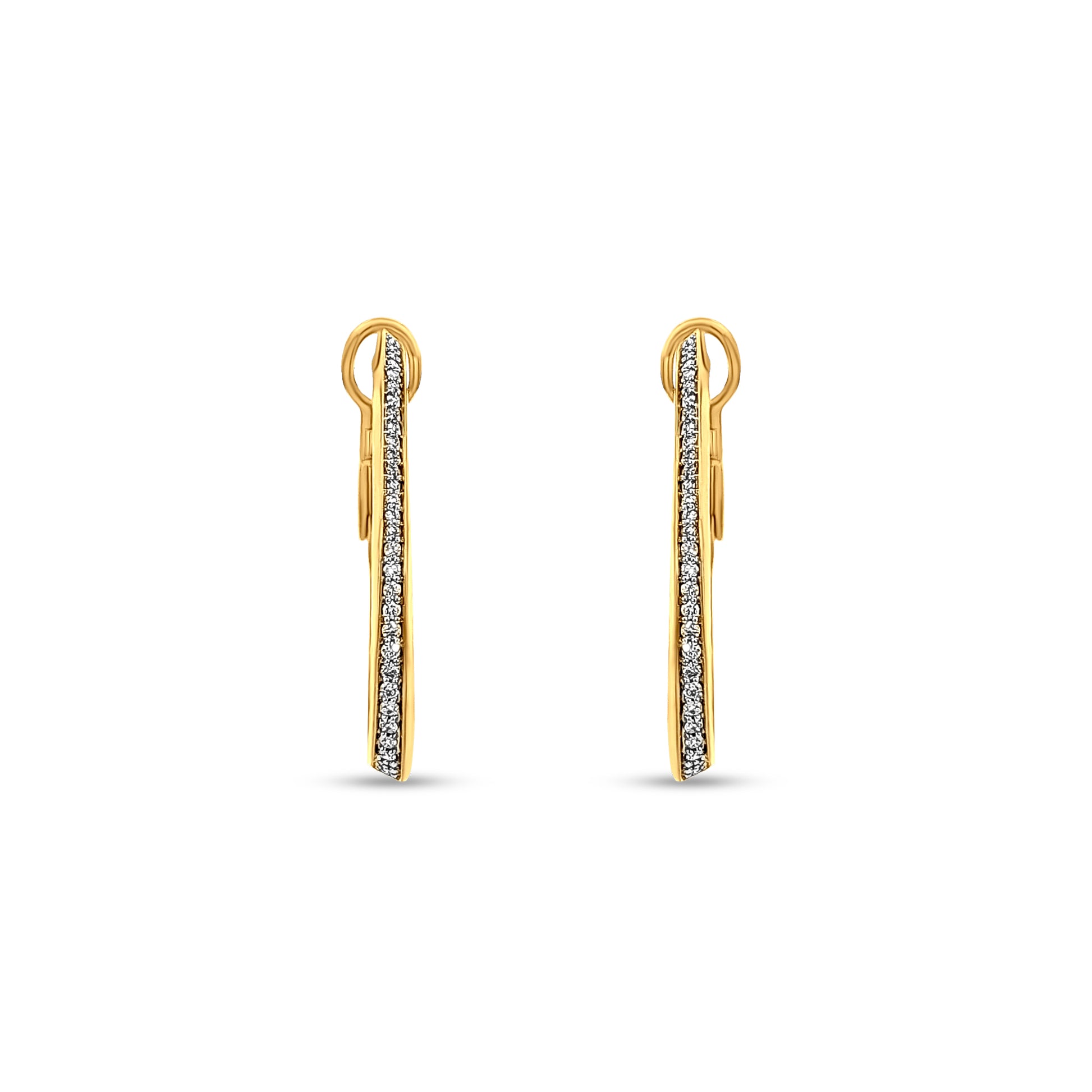 18K Gold Round Diamond Huggie Earrings