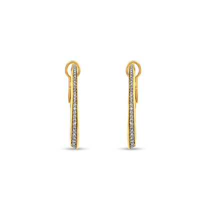 18K Gold Round Diamond Huggie Earrings